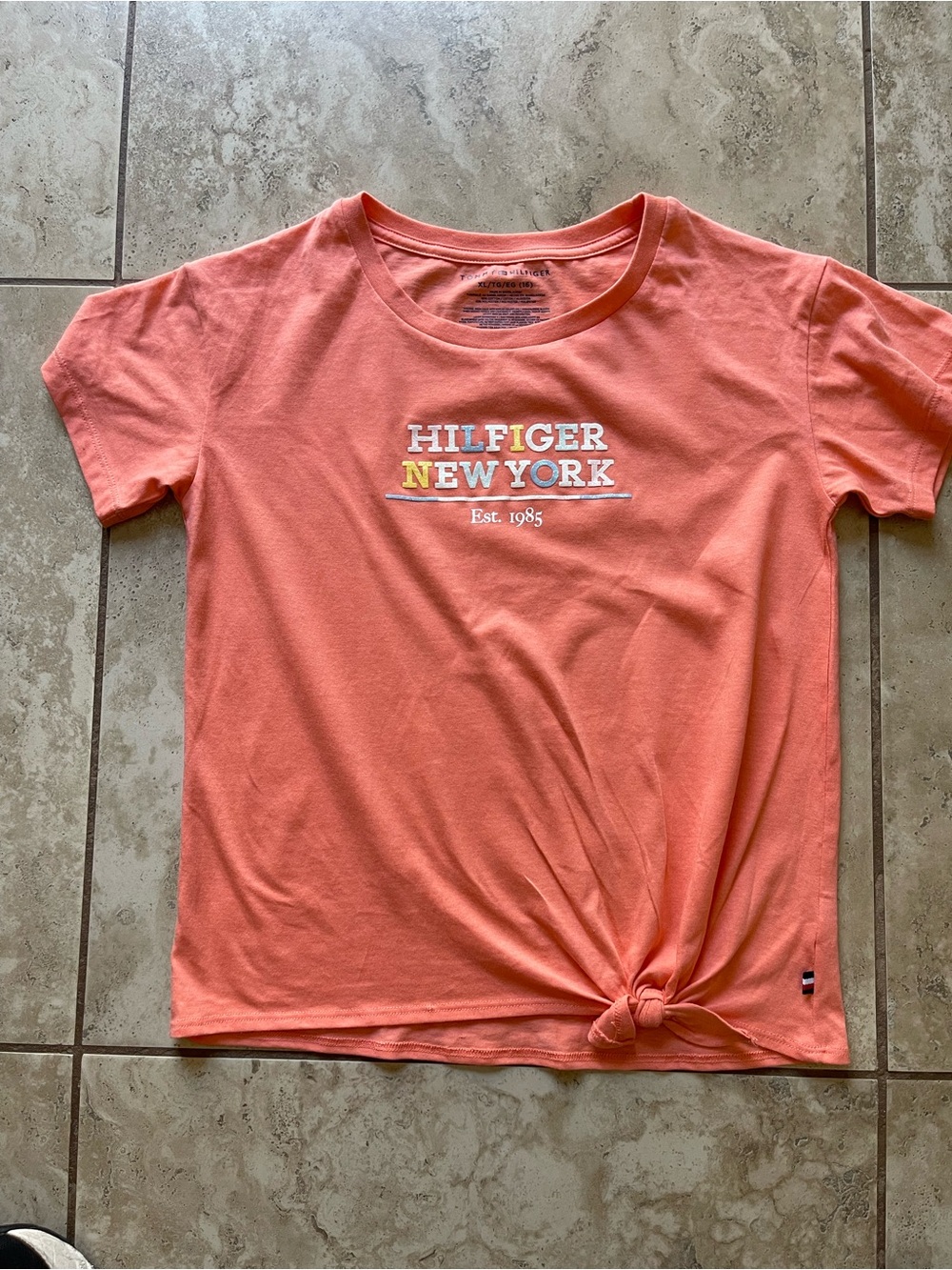 Tommy Hilfiger Coral Logo Knot Front Tee